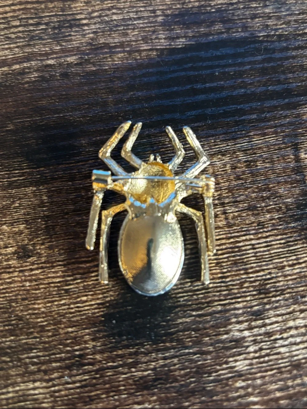 Mint Gold Spider Brooch with Royal Blue‎ Gem